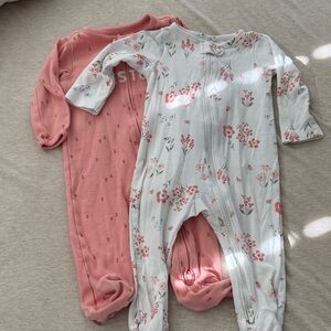 Carter's Pink and Floral Kids Footies